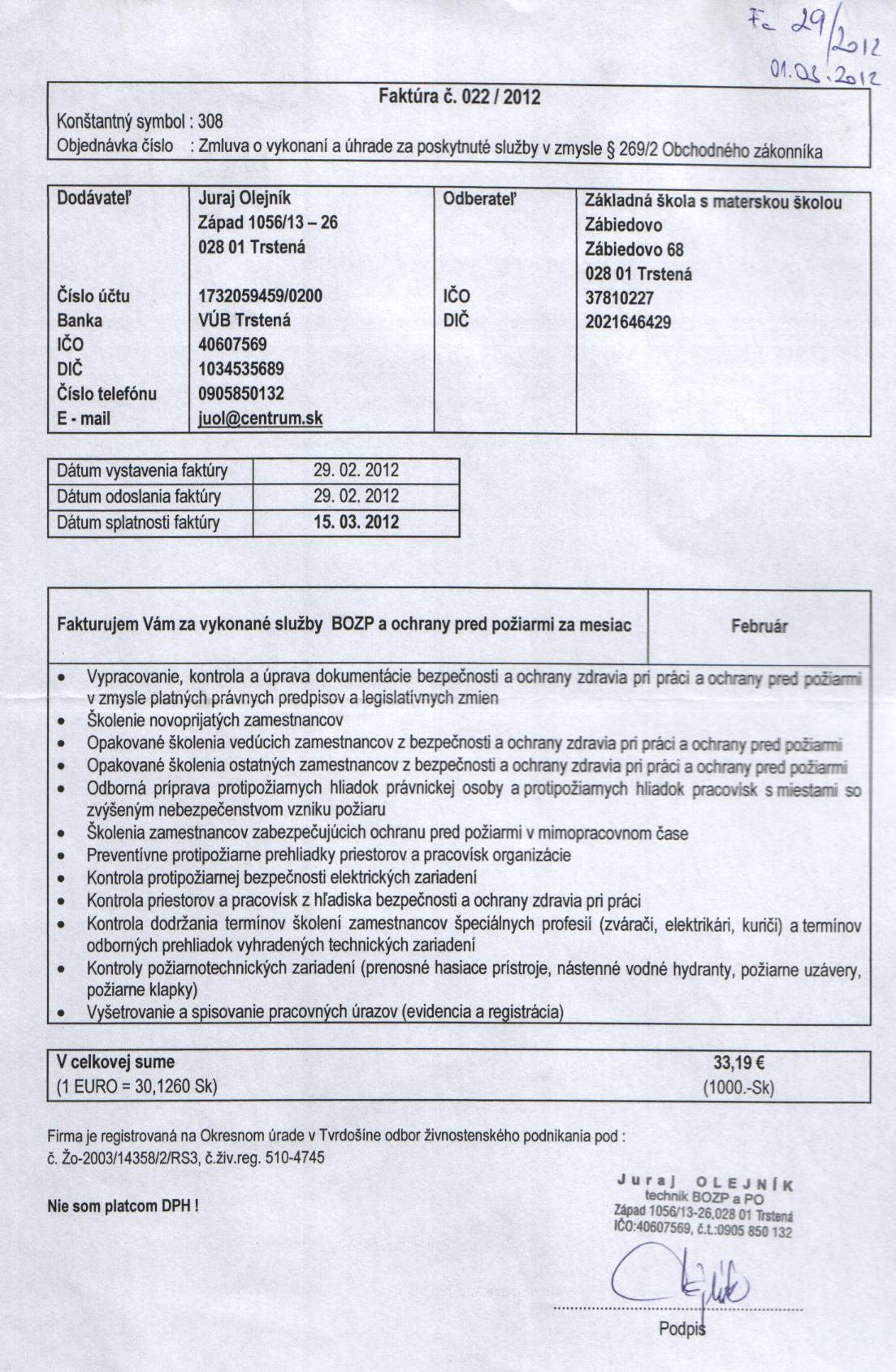Fa č.29 BZOP a OPP