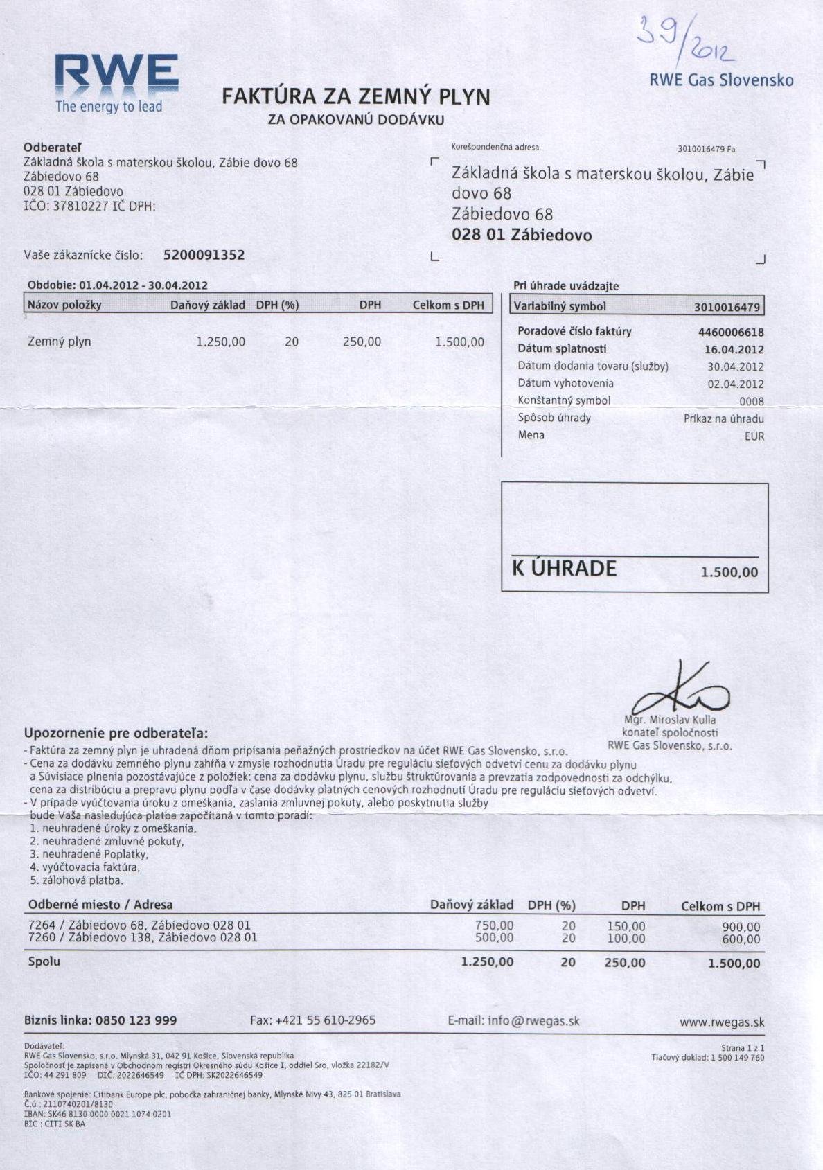 Fa č.39a plyn