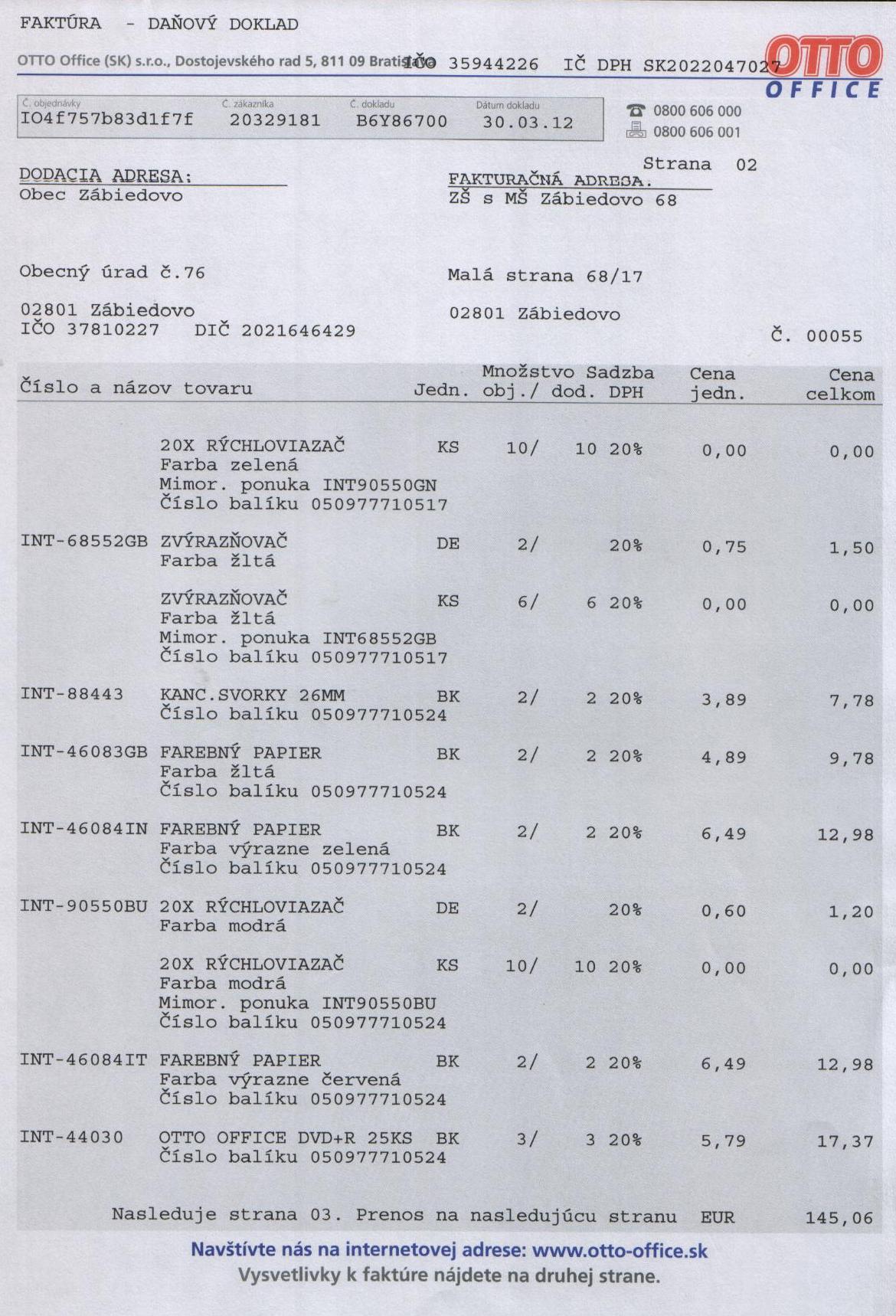 Fa č.45b kancel. potreby a materiál