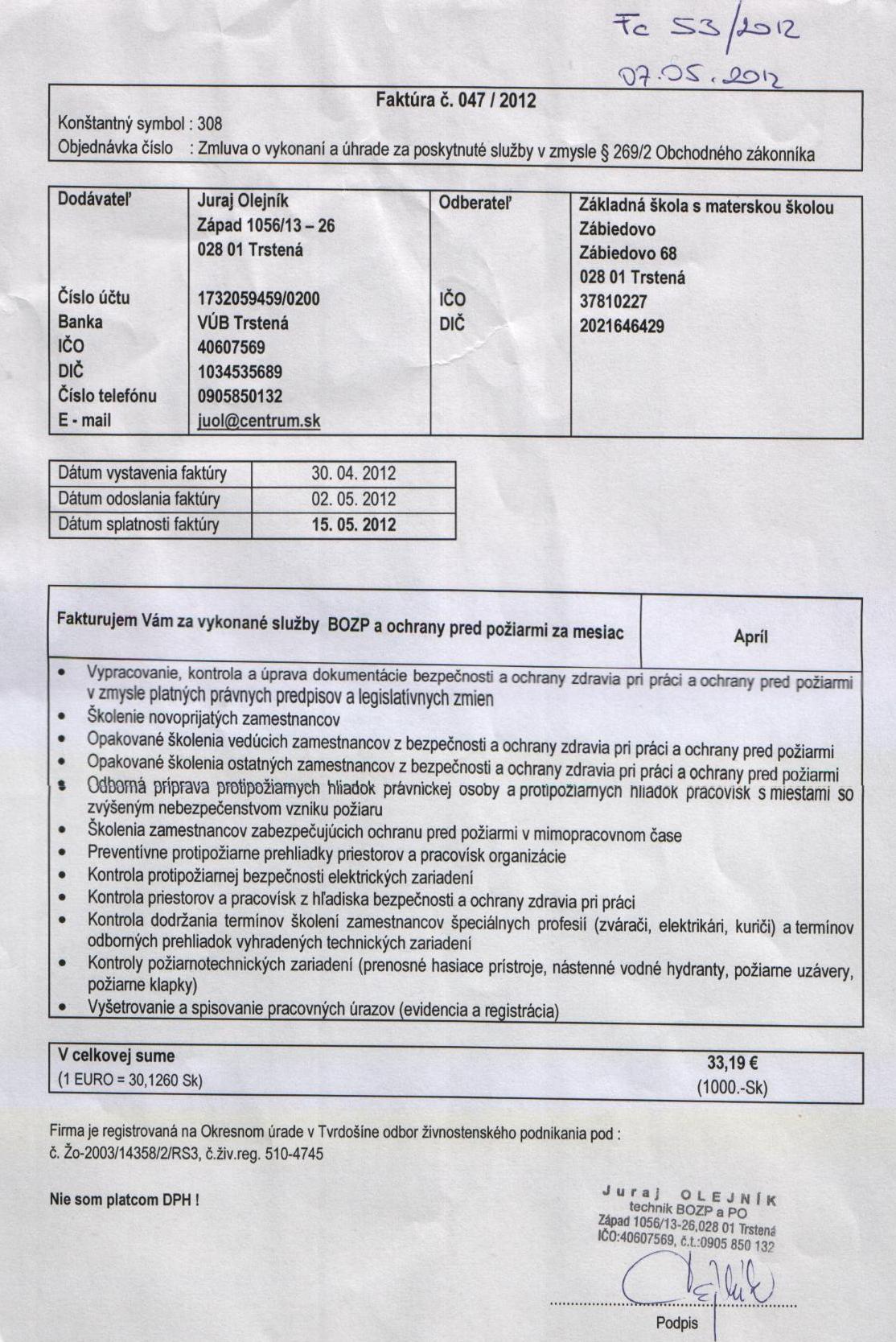 Fa č. 53 BZOP a OPP