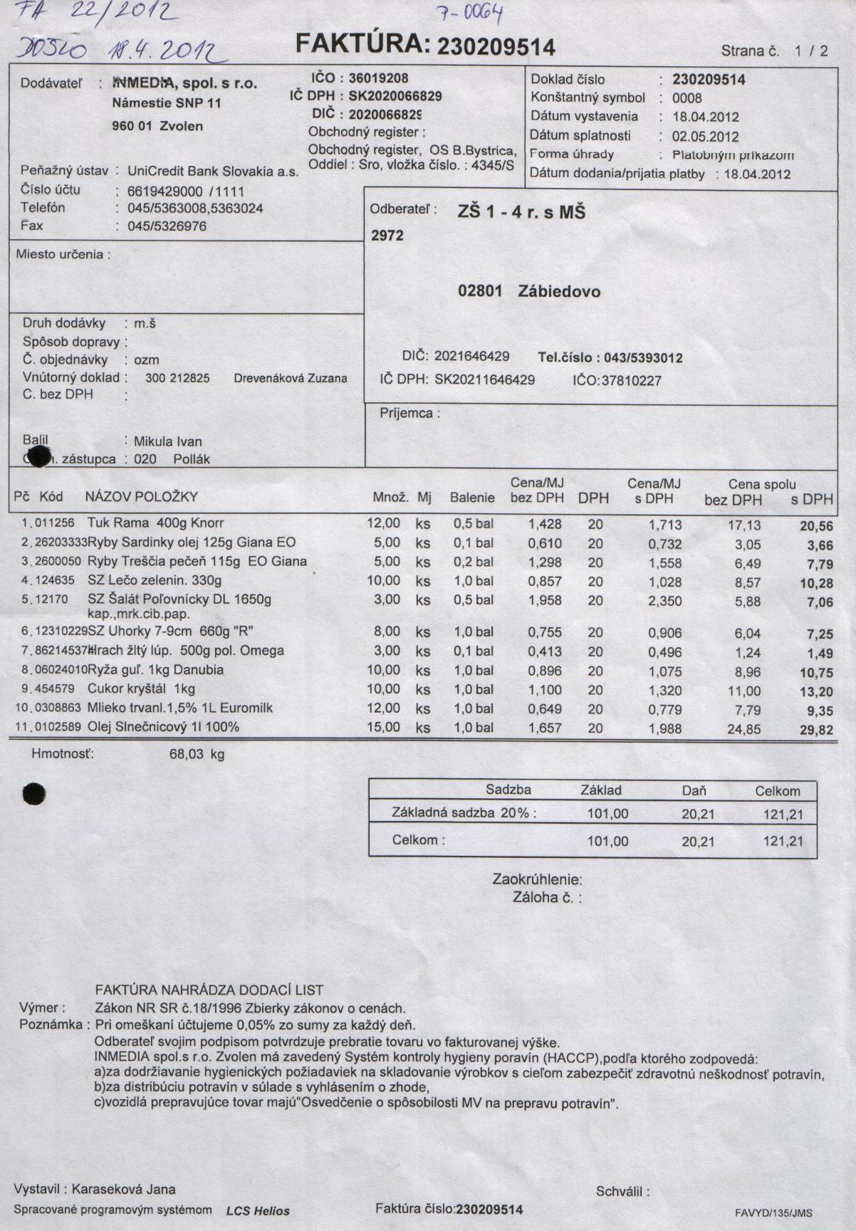 J-Fa č. 22a-potraviny