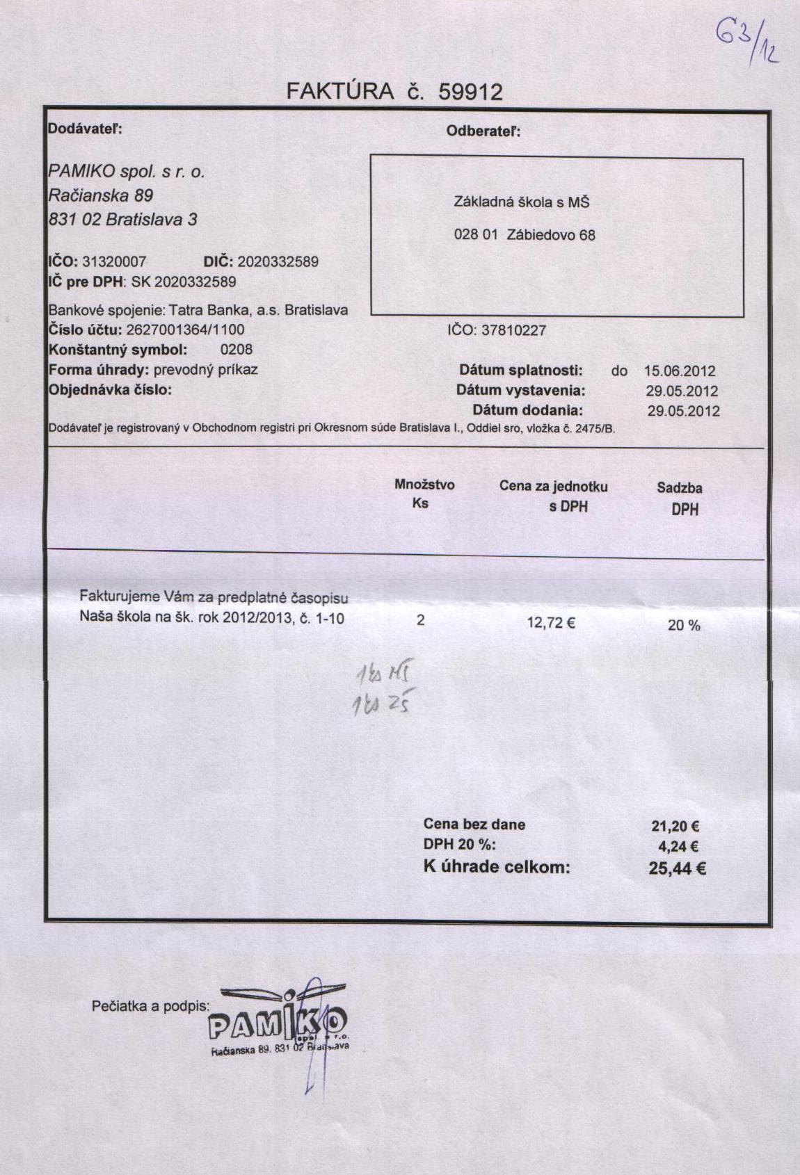 Fa č.63 predplatné časopisu