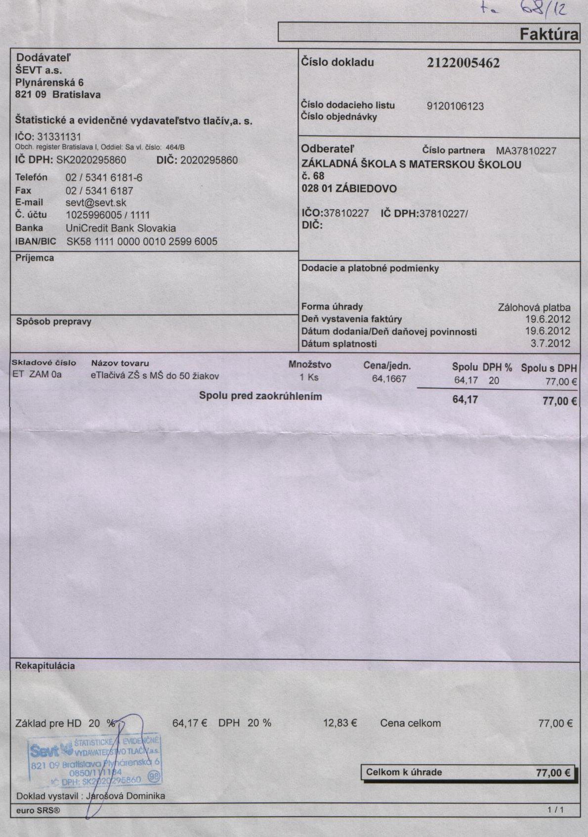 Fa č. 68- E-tlačivá