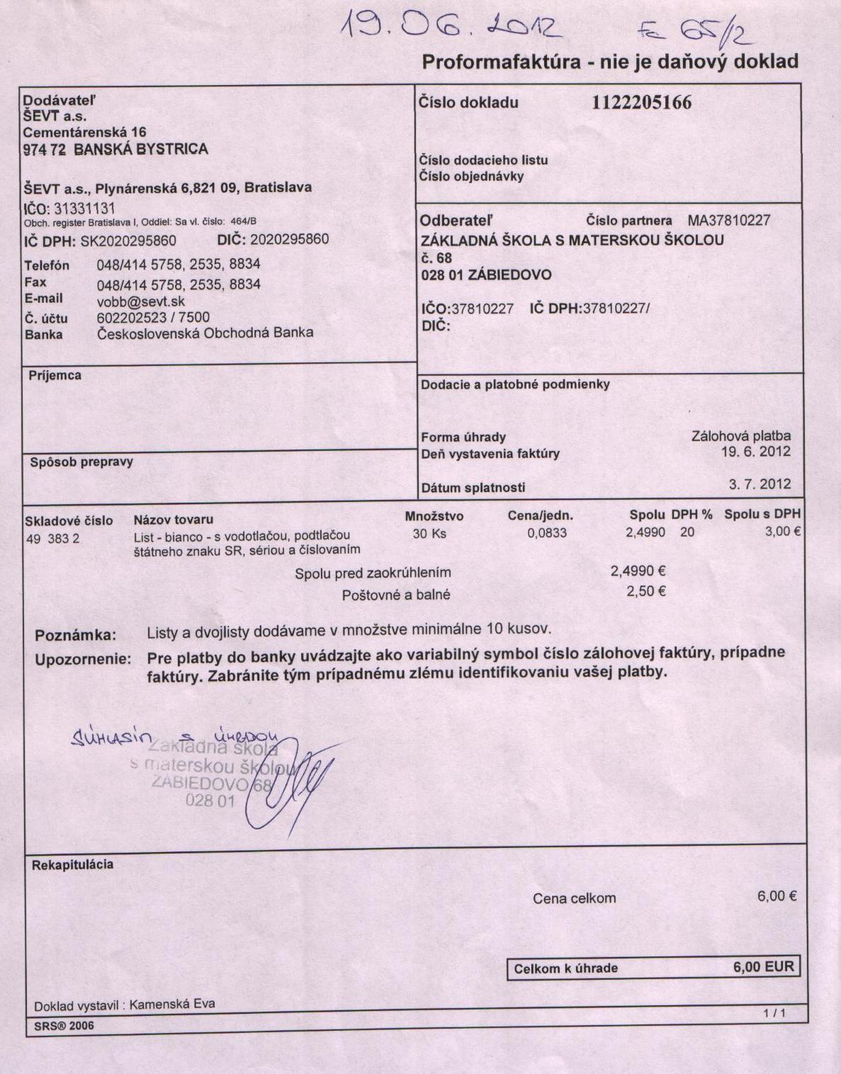 Fa č. 65-a tlačivá