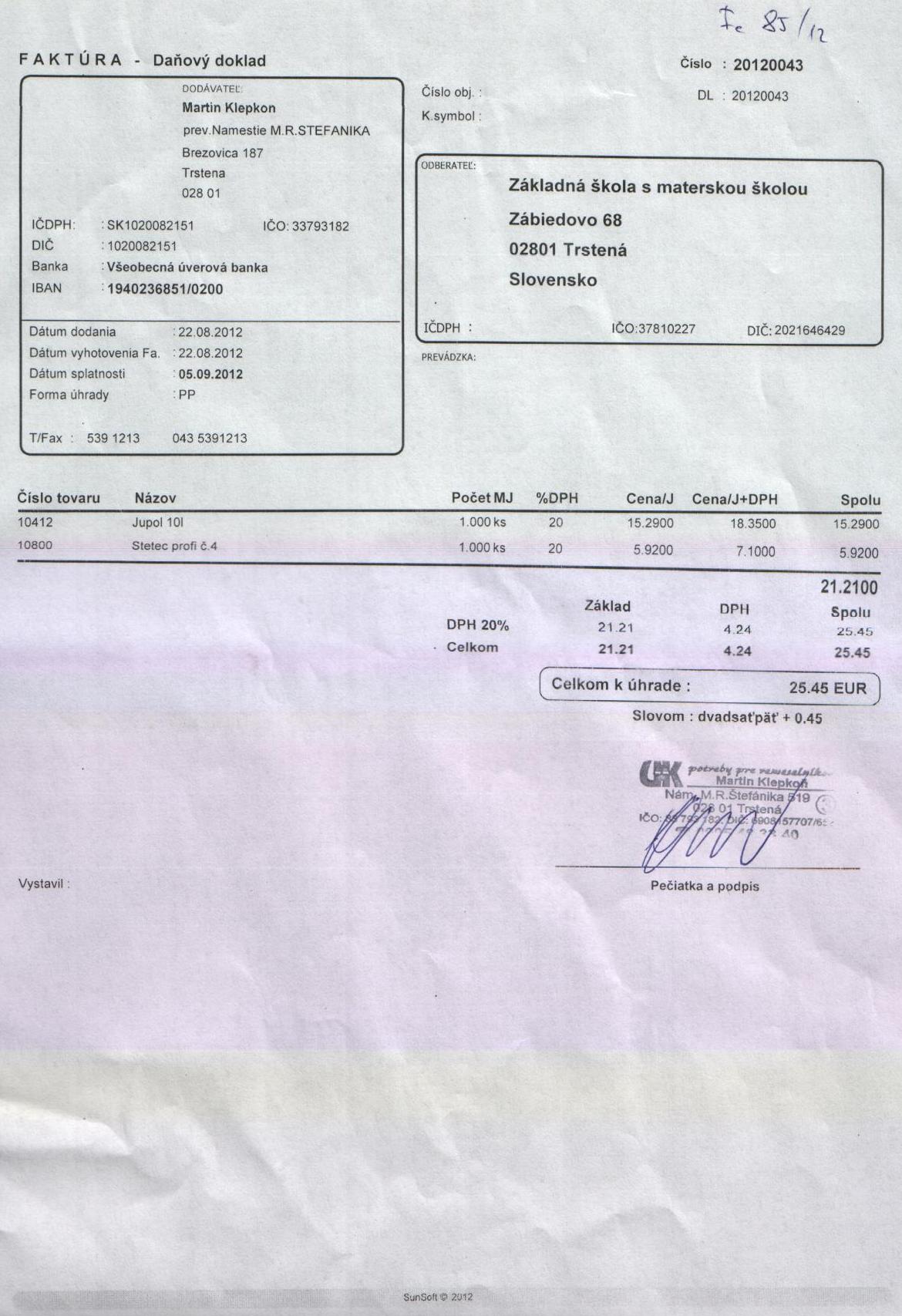 Fa č. 85-stav.materiál
