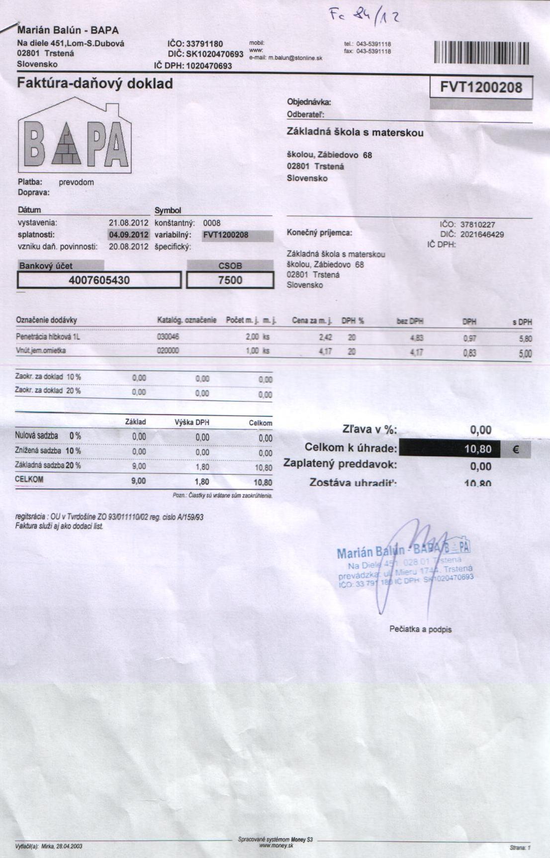 Fa č. 84-stav.materiál