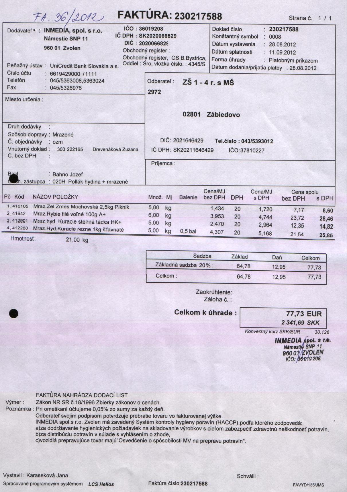 J-Fa č. 36 - potraviny