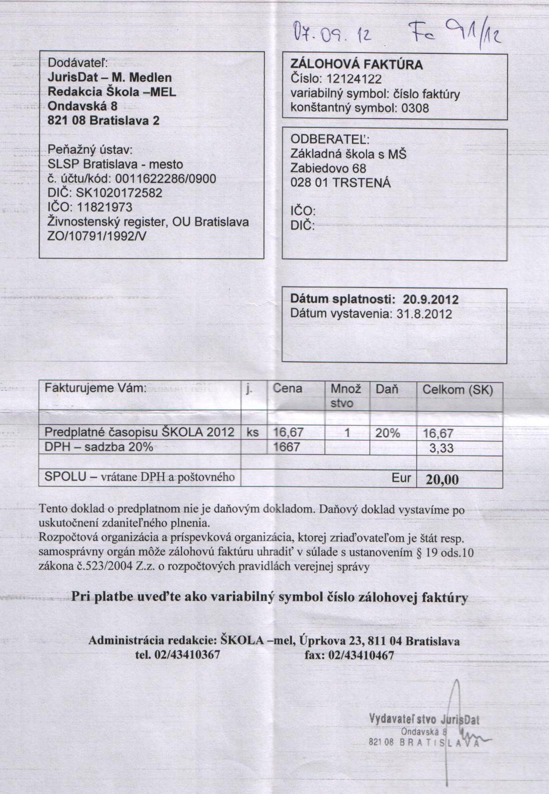 Fa č. 91 - predplatné časopisu