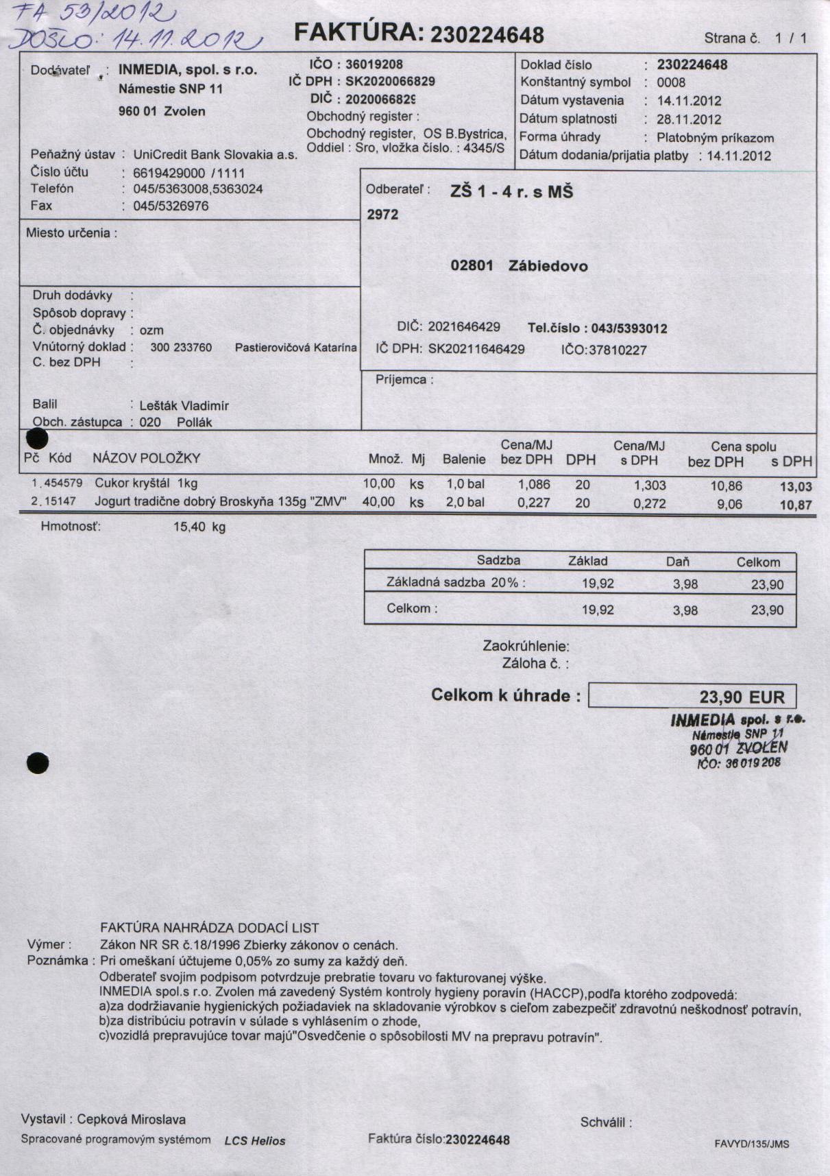 J-Fa č. 53- potraviny