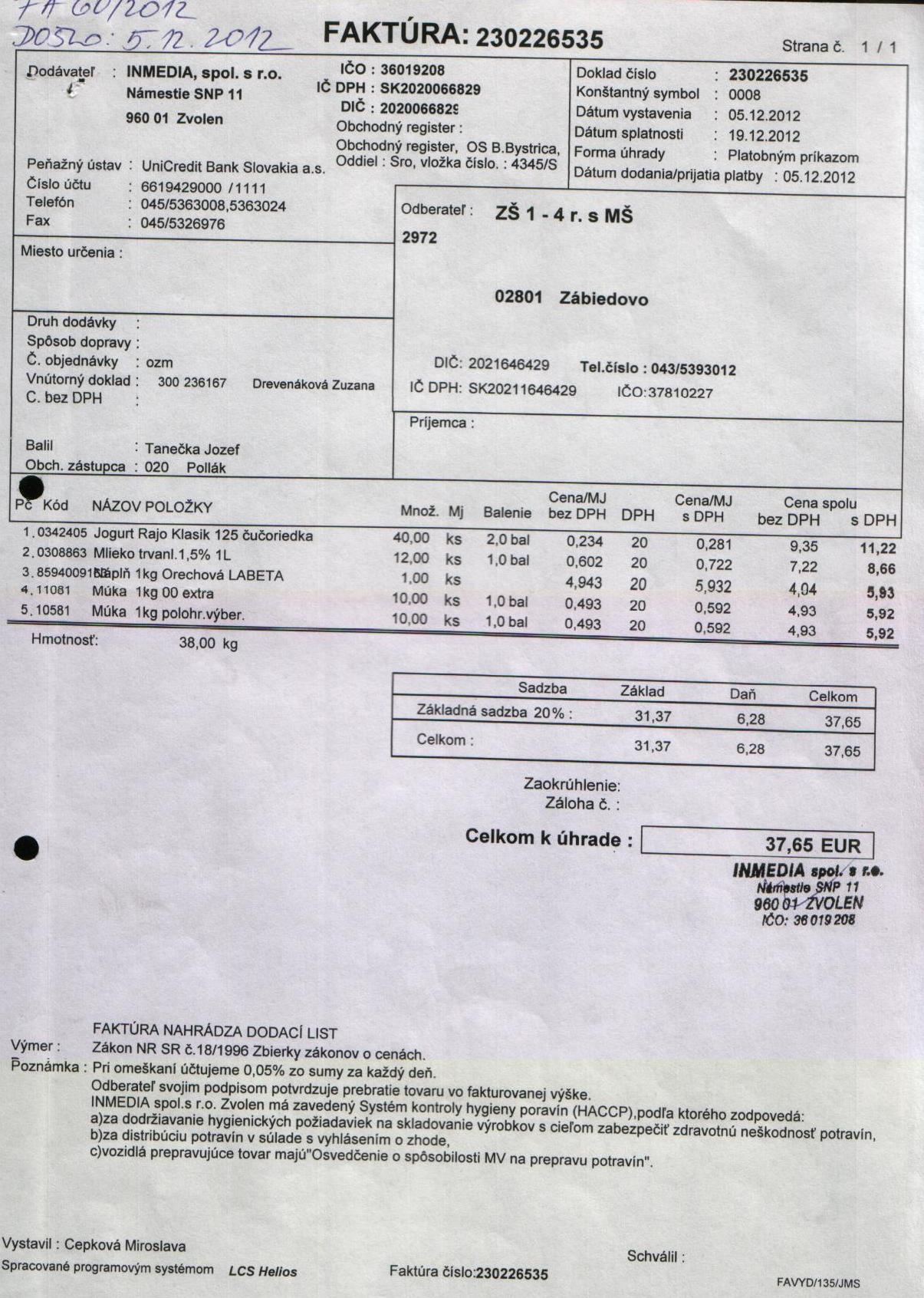 J-Fa č. 60 - potraviny