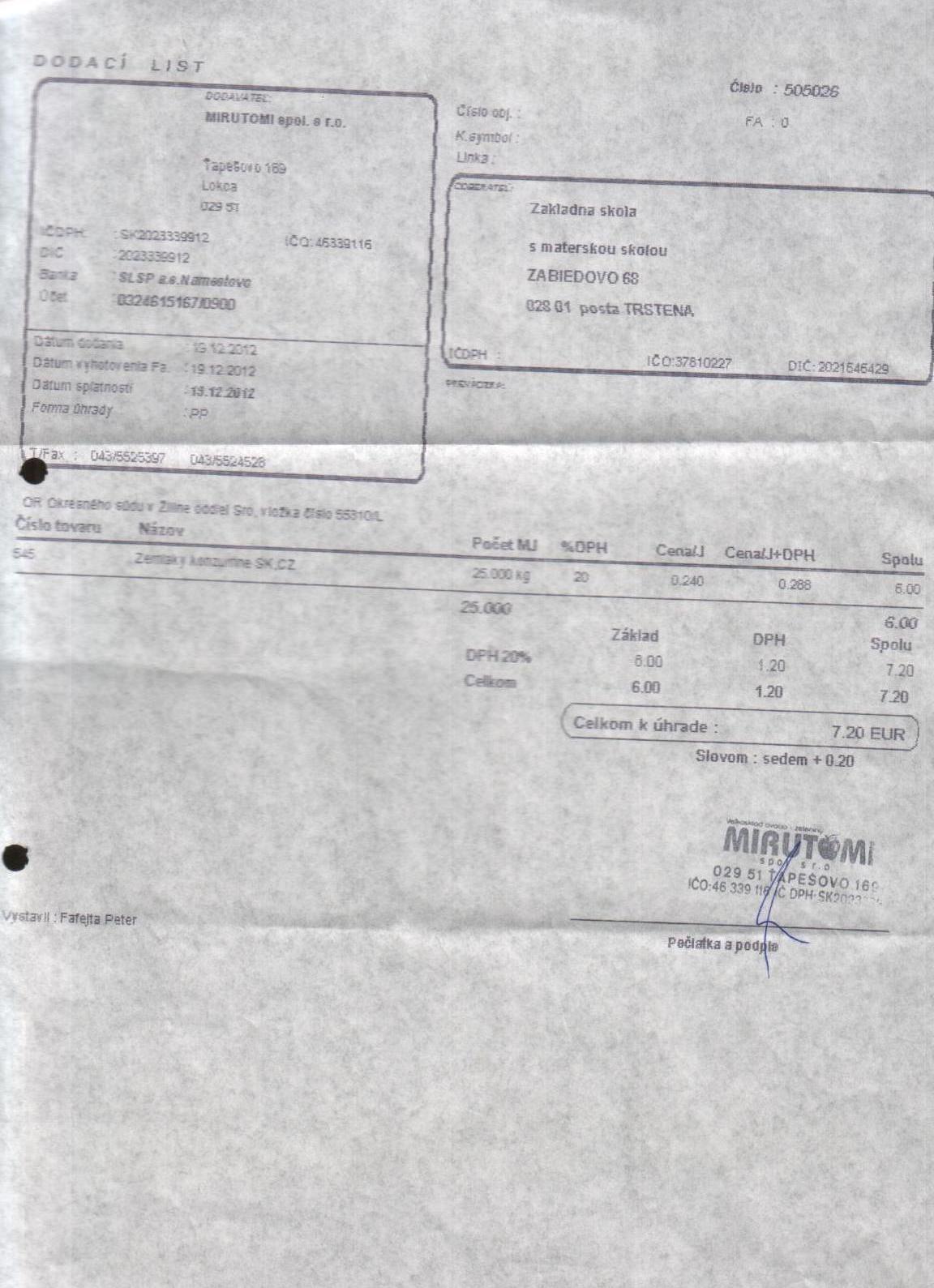 J-Fa č. 62 D - potraviny