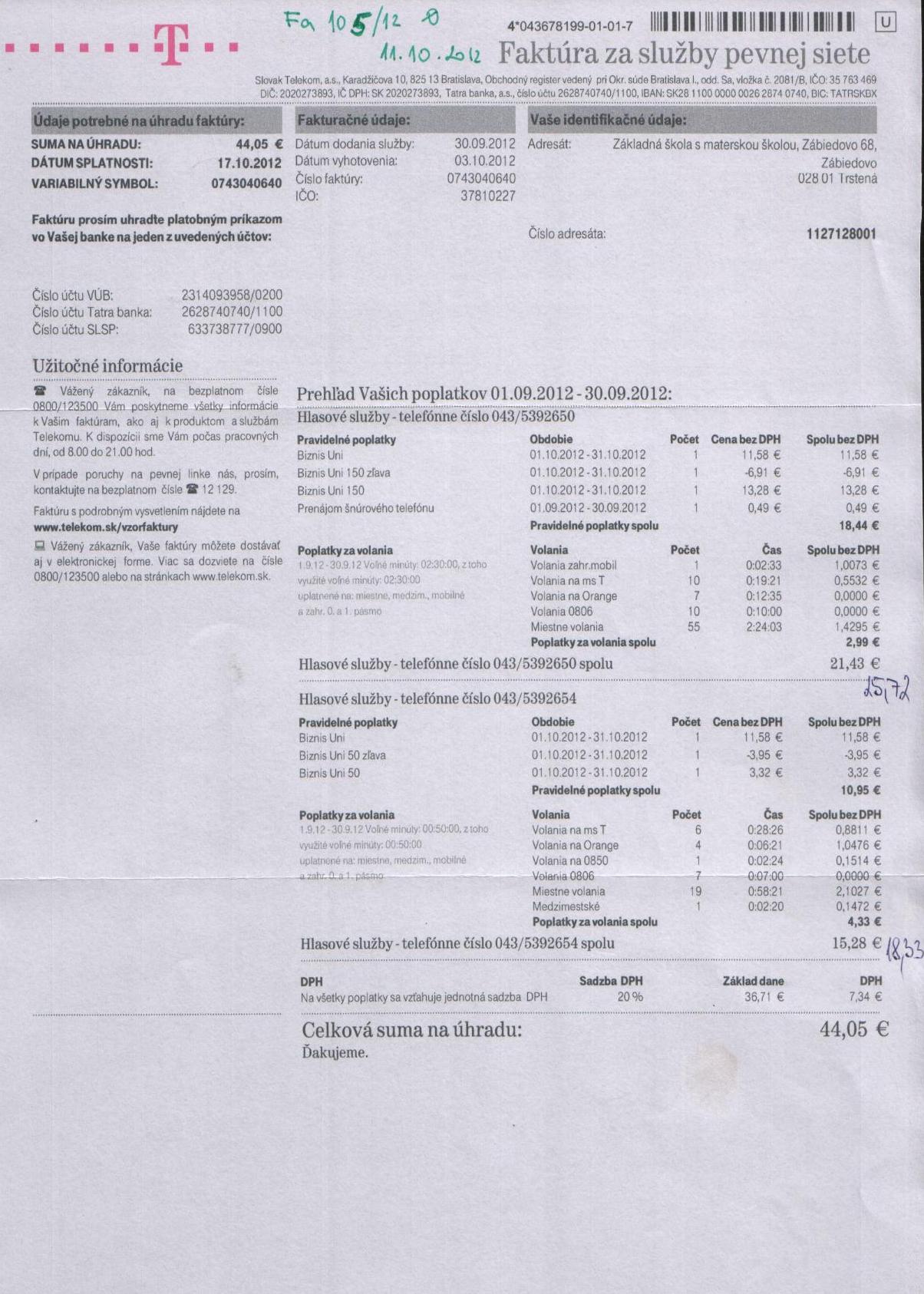 Fa č.105 - telefón septemebr