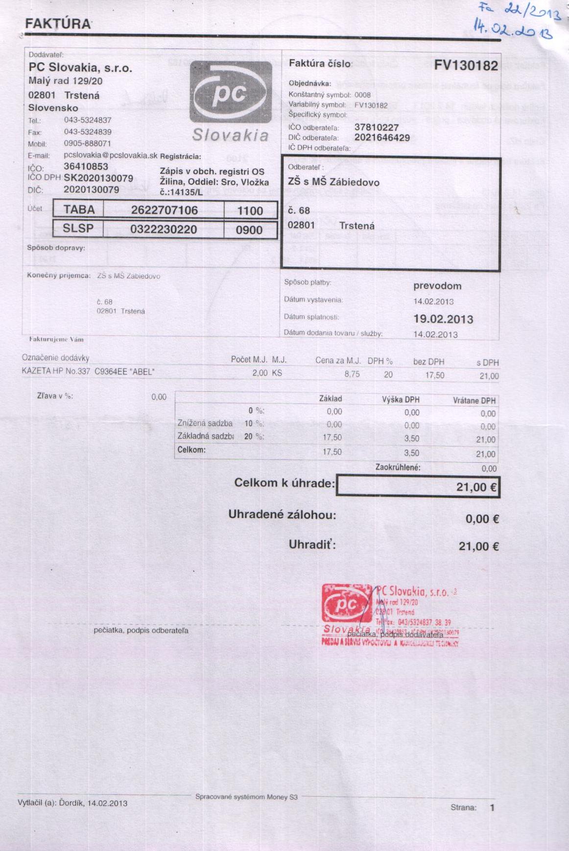 Fa č. 22  - toner do tlačiarne