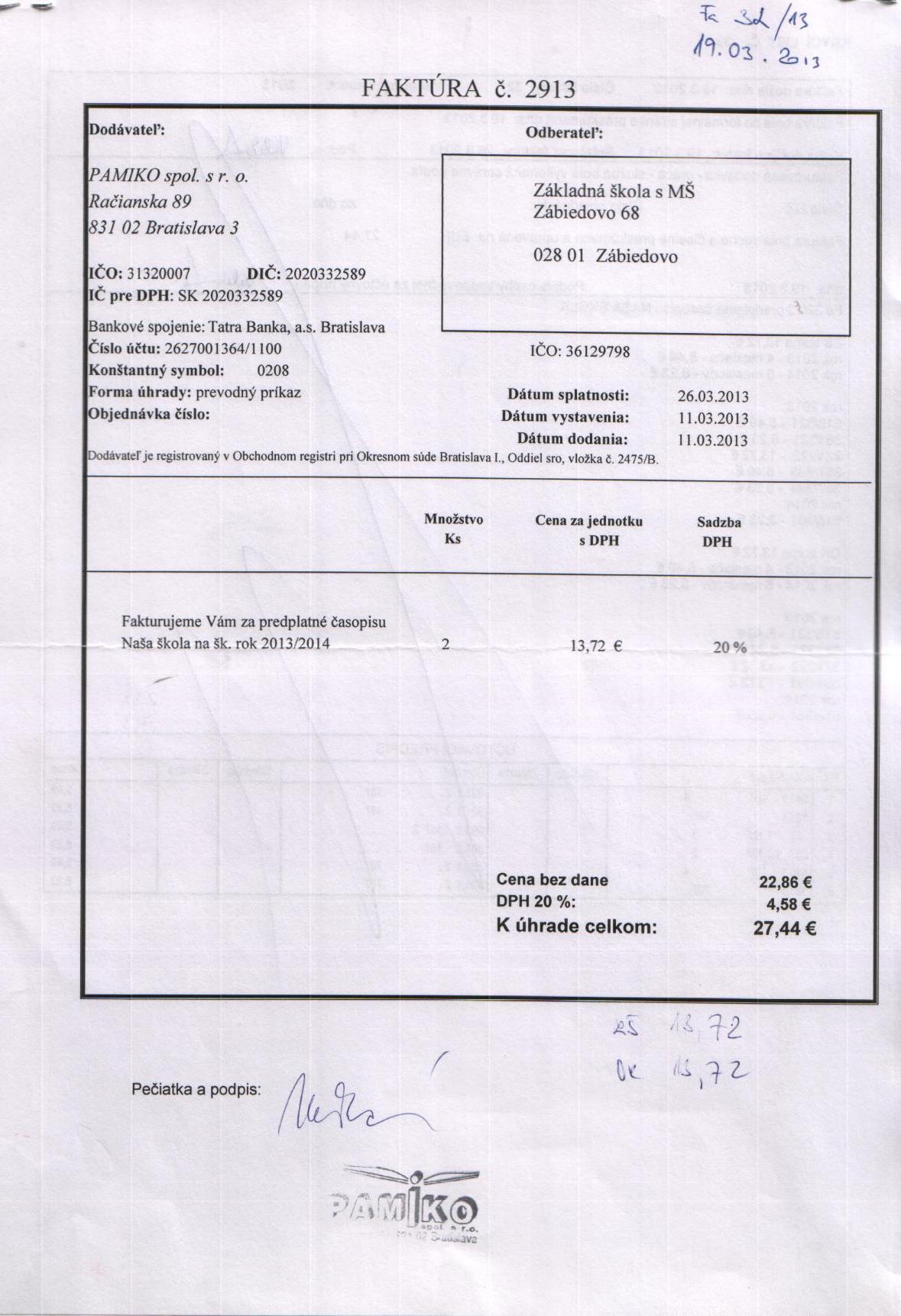 Fa č. 32 - predplatné časopisu
