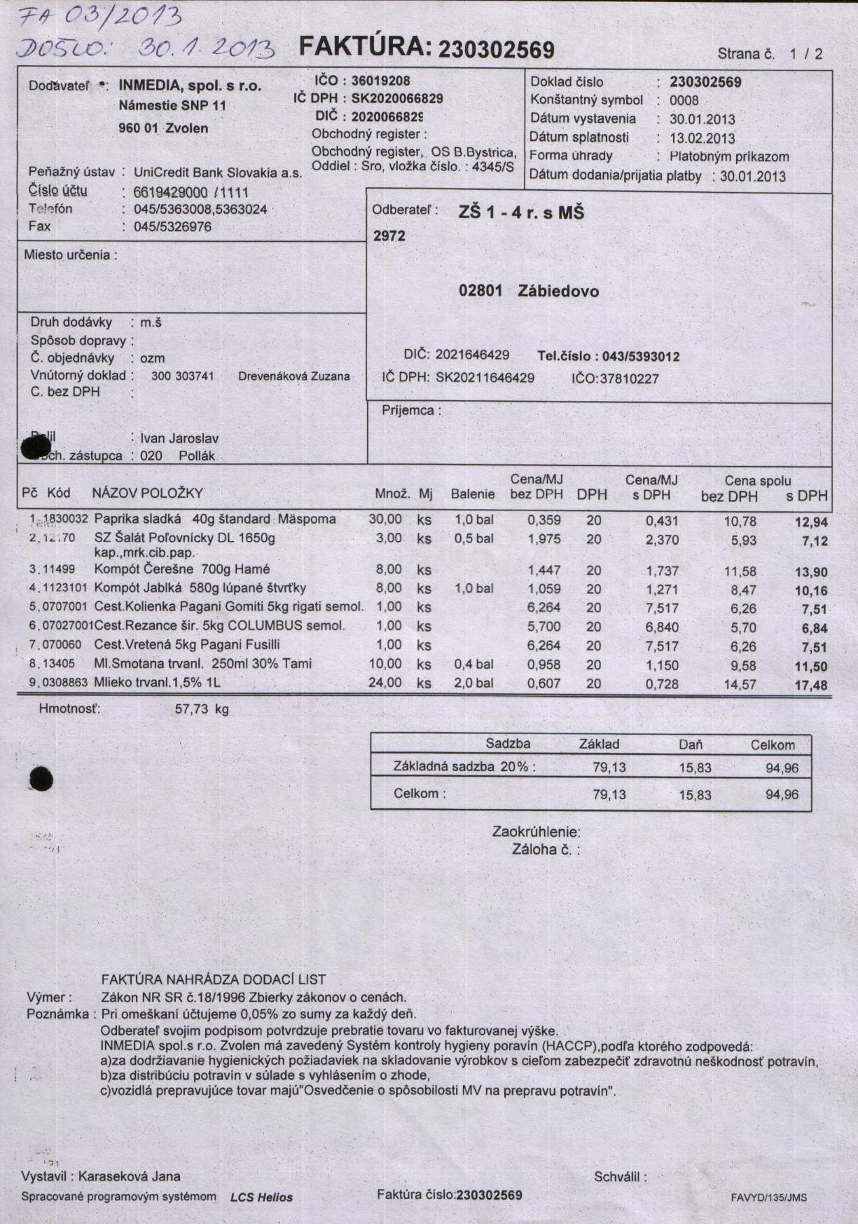 J-Fa č. 3-A potraviny
