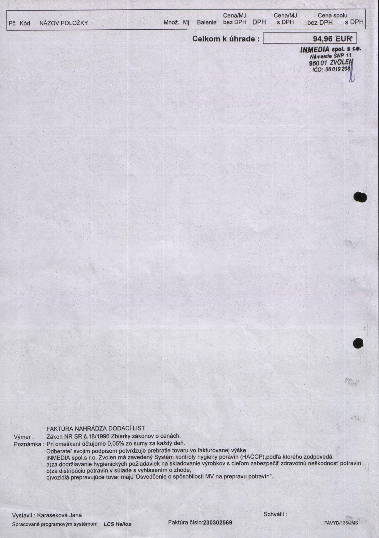 J-Fa č. 3-B potraviny