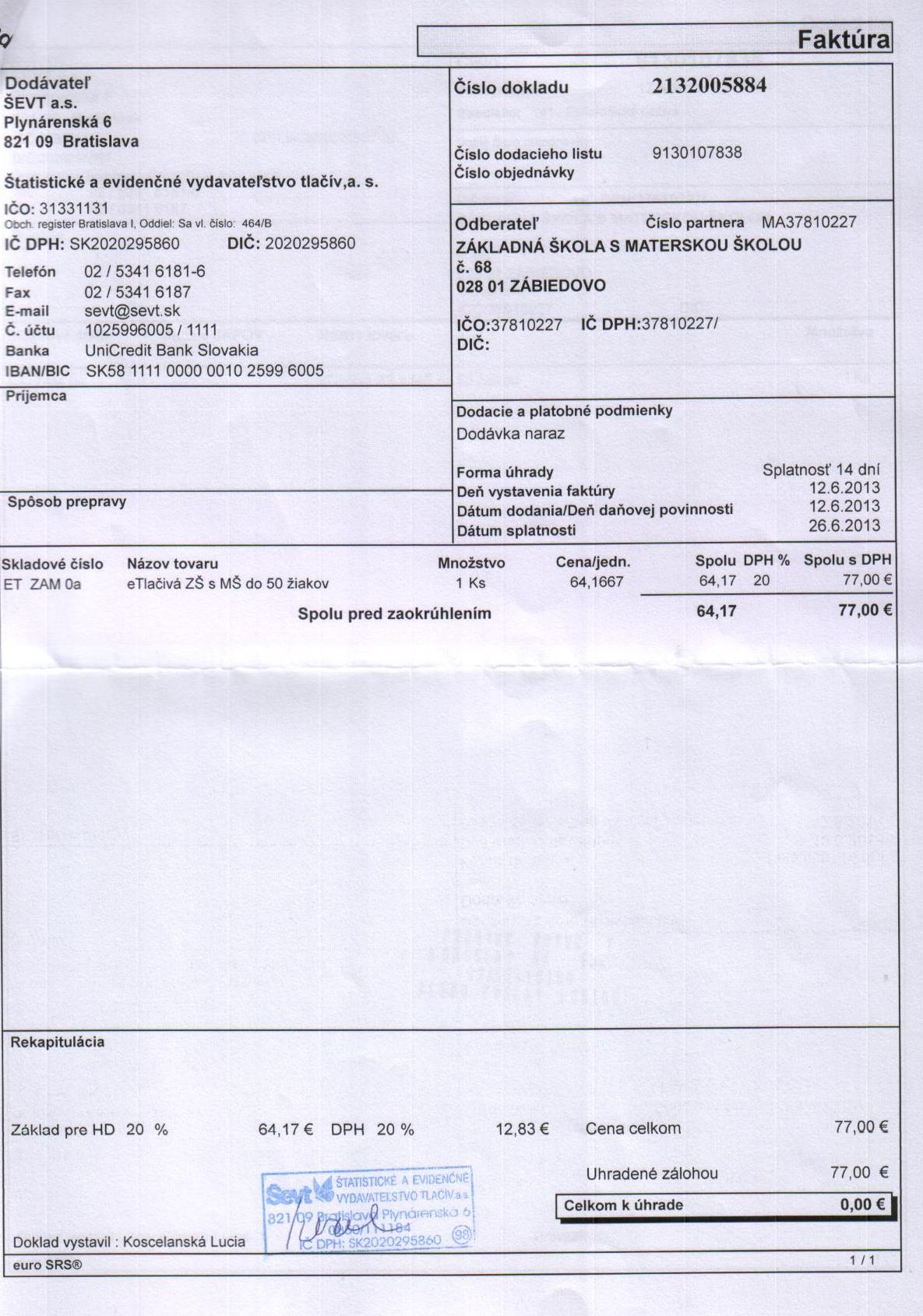 Fa č.50 B - Tlačivá
