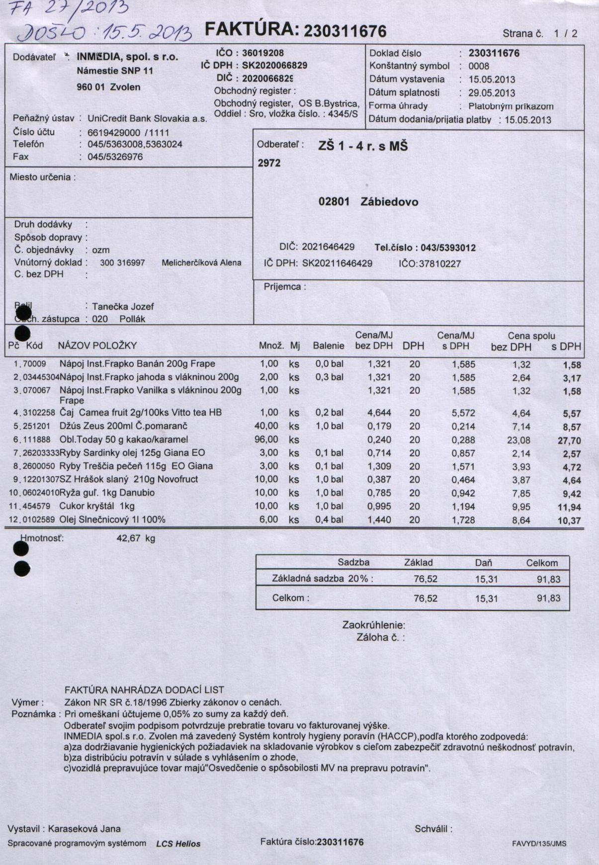 J-Fa č.27 Potraviny