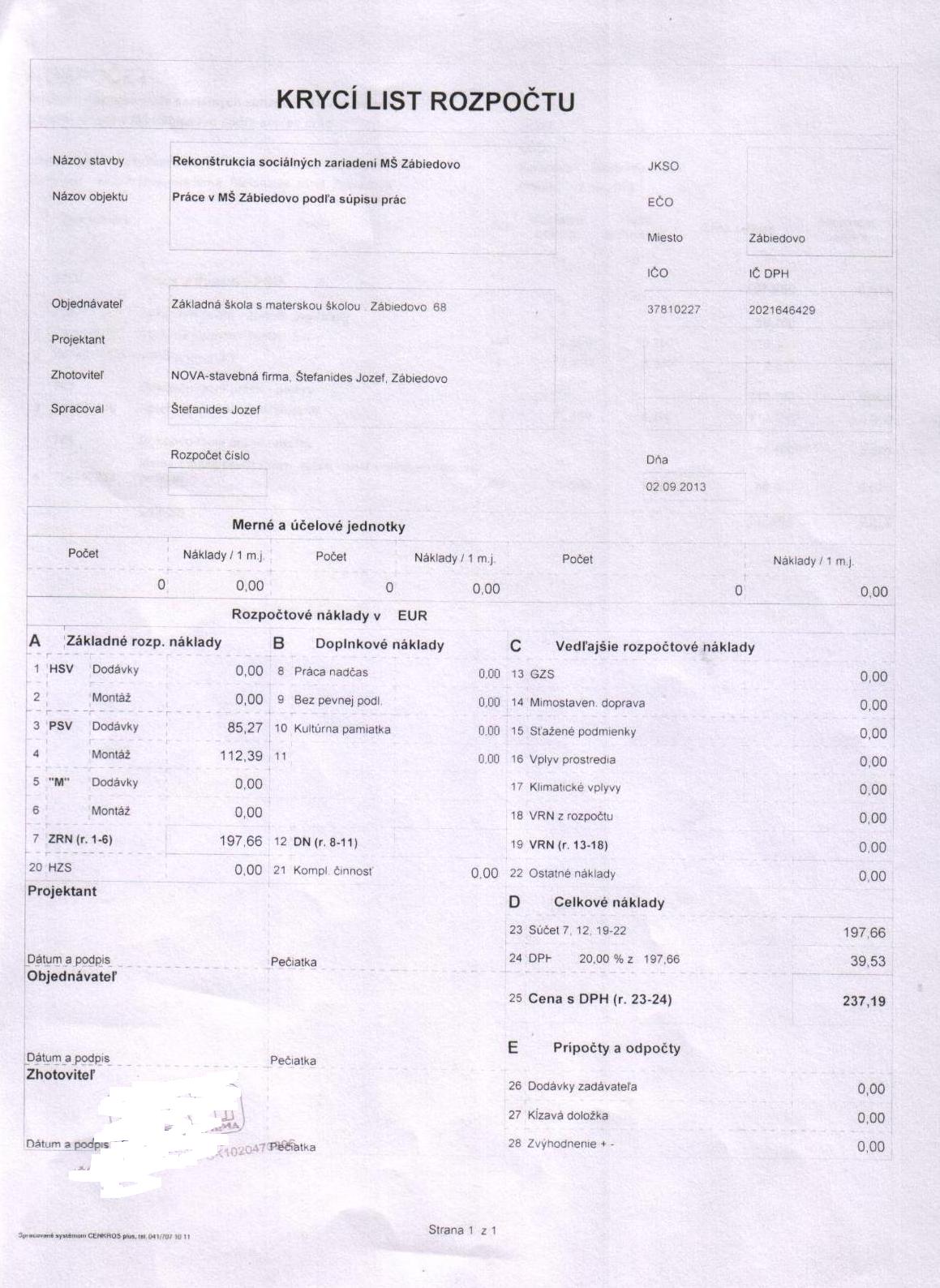 Fa č.81 Údržba budovy MŠ str. 2