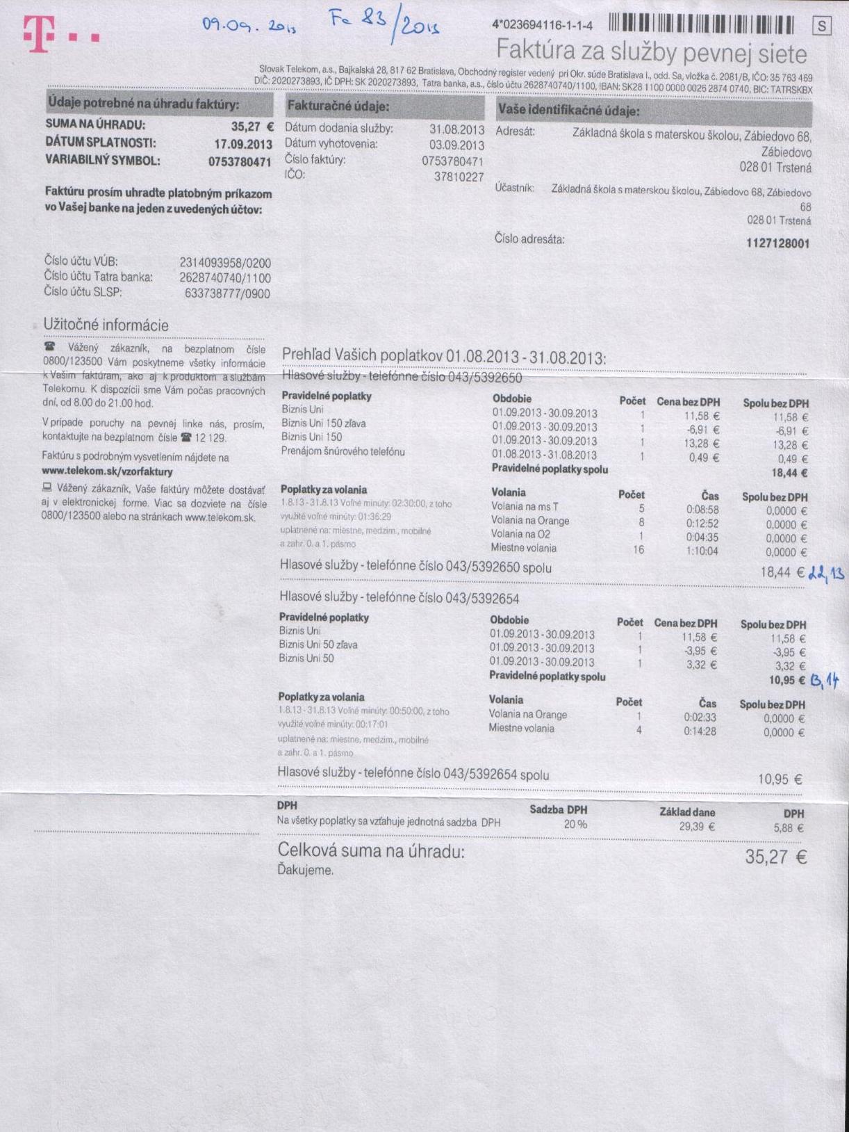 Fa č.83 Telefón